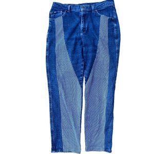 Vintage Lee Jeans Upcycled Pinstripe Two-Time Mom Jean 80s/90s Retro Country-16P